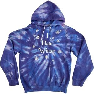 JV By: Jac Vanek “I HATE WINTER” Pullover Tie-Dye Hoodie Purple/Blue Size‎ Small